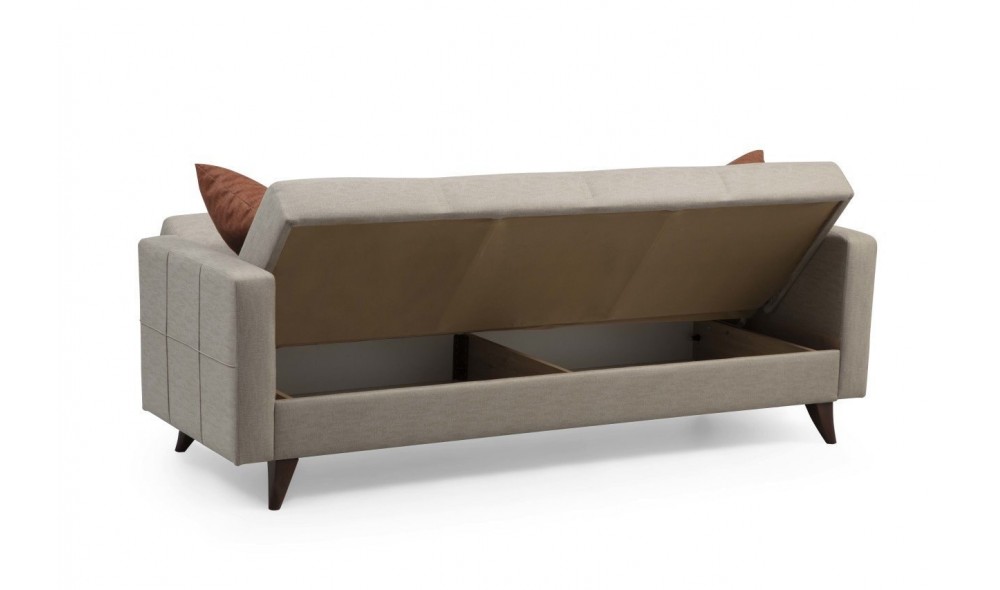 Canapea extensibila cu 3 locuri, Polya - Bej, 205 x 86 x 75 cm