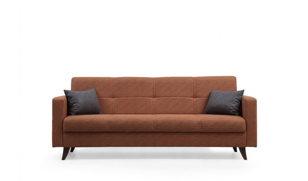 Canapea extensibila cu 3 locuri, Polya - Tigle Red, 205 x 86 x 75 cm