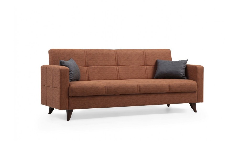 Canapea extensibila cu 3 locuri, Polya - Tigle Red, 205 x 86 x 75 cm