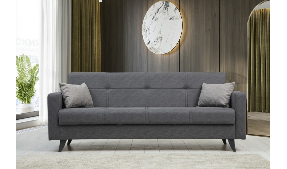 Canapea extensibila cu 3 locuri, Polya - Gri inchis, 205 x 86 x 75 cm