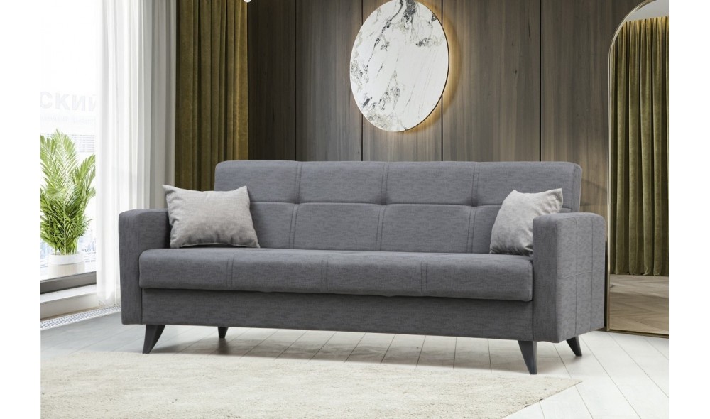 Canapea extensibila cu 3 locuri, Polya - Gri inchis, 205 x 86 x 75 cm