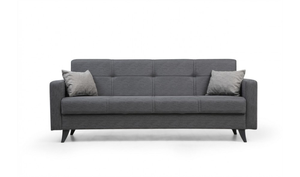 Canapea extensibila cu 3 locuri, Polya - Gri inchis, 205 x 86 x 75 cm