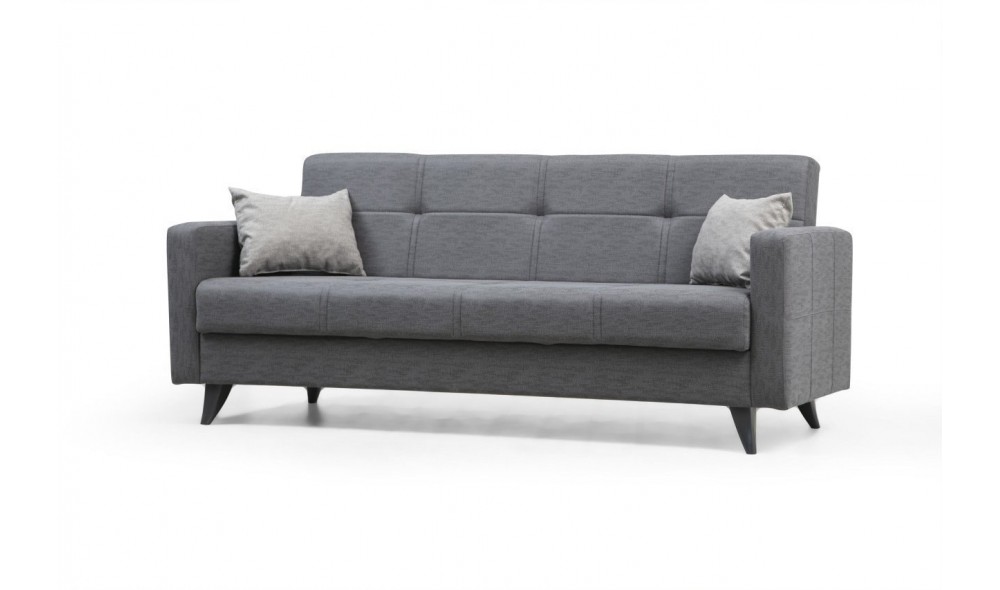 Canapea extensibila cu 3 locuri, Polya - Gri inchis, 205 x 86 x 75 cm