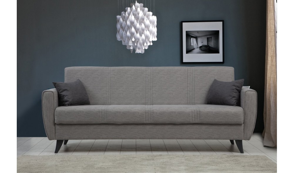 Canapea extensibila cu 3 locuri, Zaden - Gri deschis, 207 x 86 x 77 cm