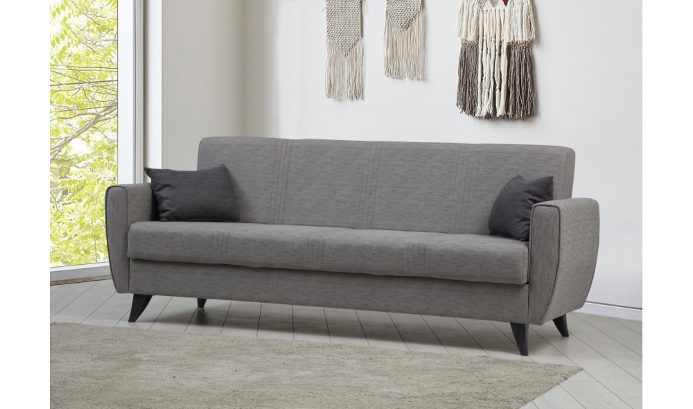 Canapea extensibila cu 3 locuri, Zaden - Gri deschis, 207 x 86 x 77 cm