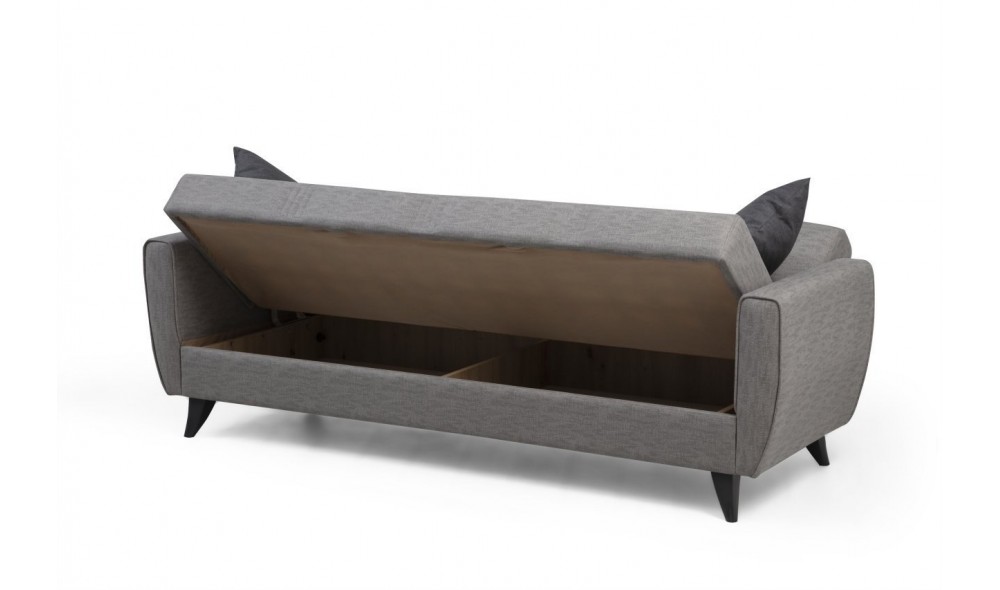 Canapea extensibila cu 3 locuri, Zaden - Gri deschis, 207 x 86 x 77 cm