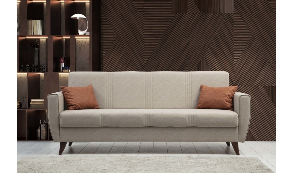 Canapea extensibila cu 3 locuri, Zaden - Bej, 207 x 86 x 77 cm