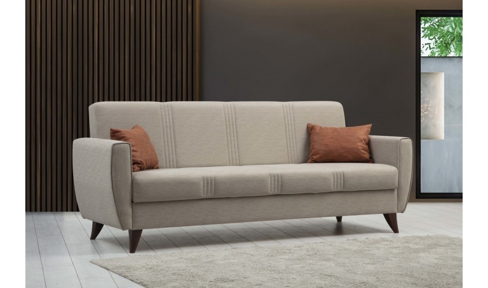 Canapea extensibila cu 3 locuri, Zaden - Bej, 207 x 86 x 77 cm