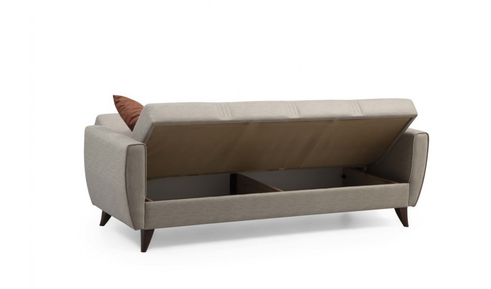 Canapea extensibila cu 3 locuri, Zaden - Bej, 207 x 86 x 77 cm