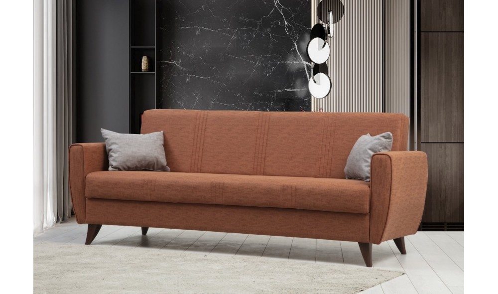 Canapea extensibila cu 3 locuri, Zaden - Tile Red, 207 x 86 x 77 cm