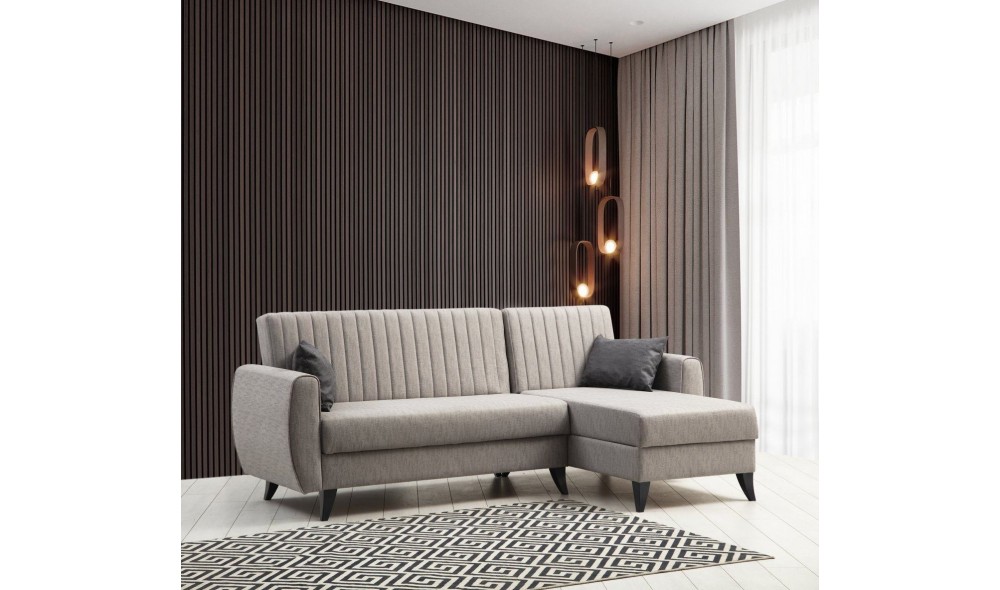 Canapea extensibila de colt, Alkon - Gri deschis, 223 x 86 x 130 cm