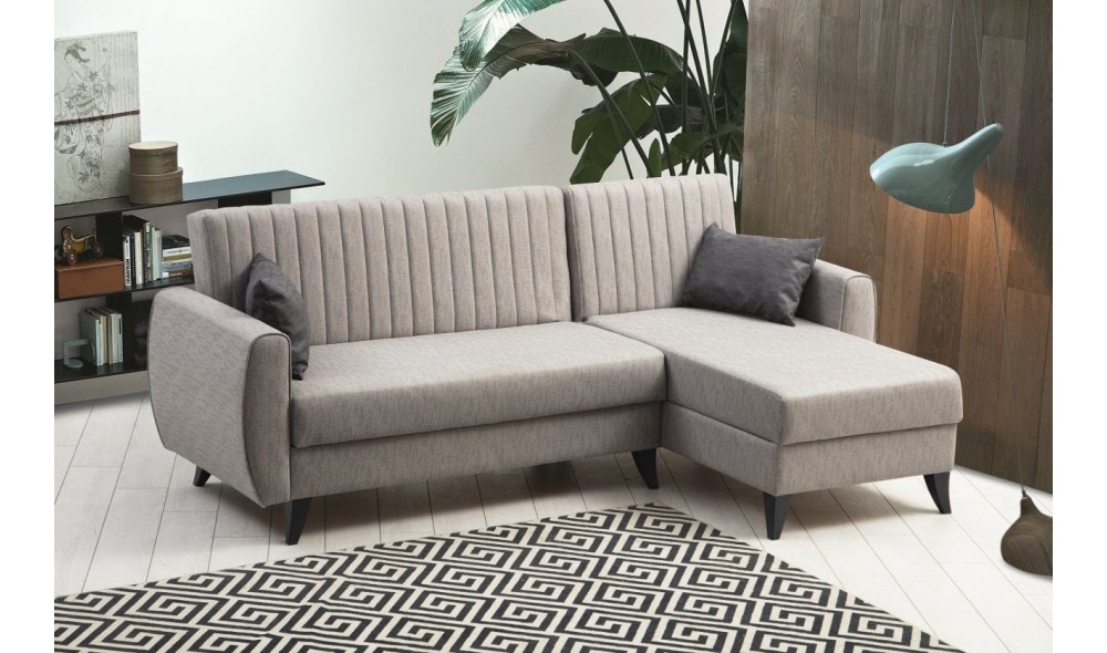 Canapea extensibila de colt, Alkon - Gri deschis, 223 x 86 x 130 cm