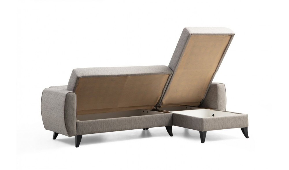 Canapea extensibila de colt, Alkon - Gri deschis, 223 x 86 x 130 cm