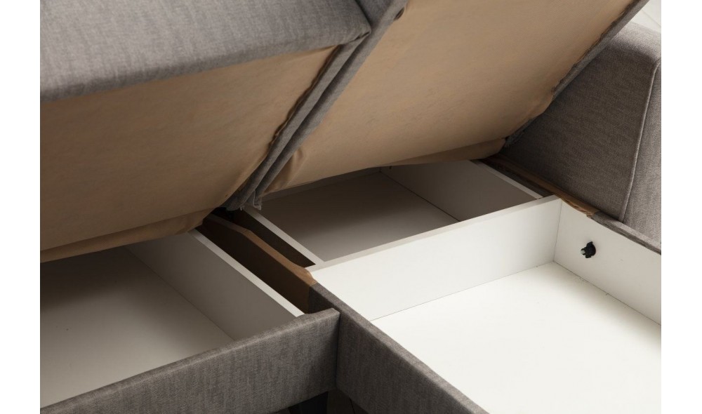 Canapea extensibila de colt, Alkon - Gri deschis, 223 x 86 x 130 cm