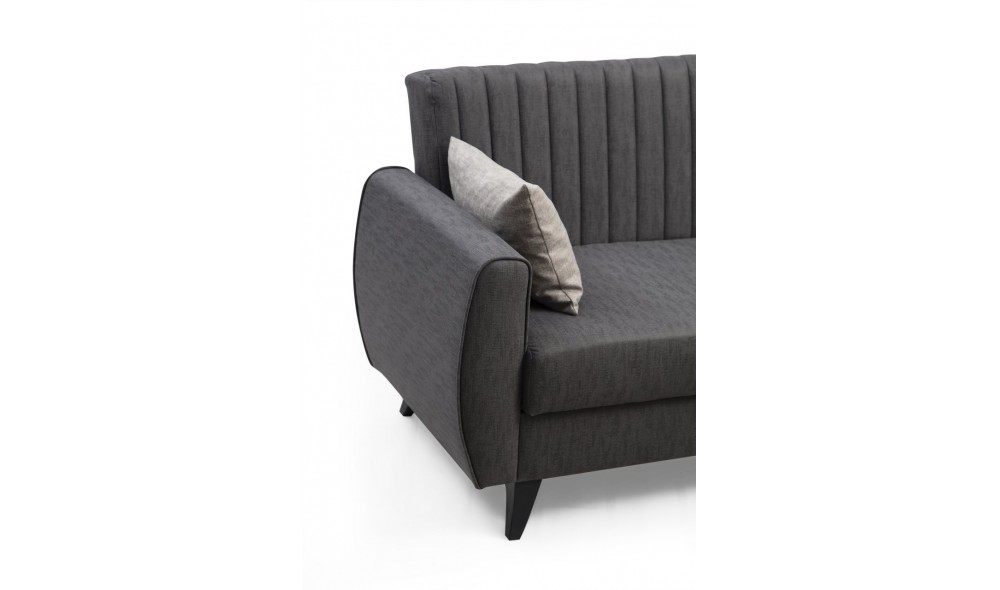 Canapea extensibila de colt, Alkon - Gri inchis, 223 x 86 x 130 cm
