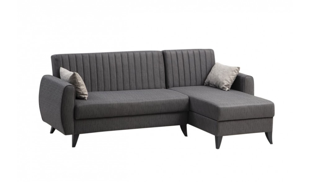 Canapea extensibila de colt, Alkon - Gri inchis, 223 x 86 x 130 cm