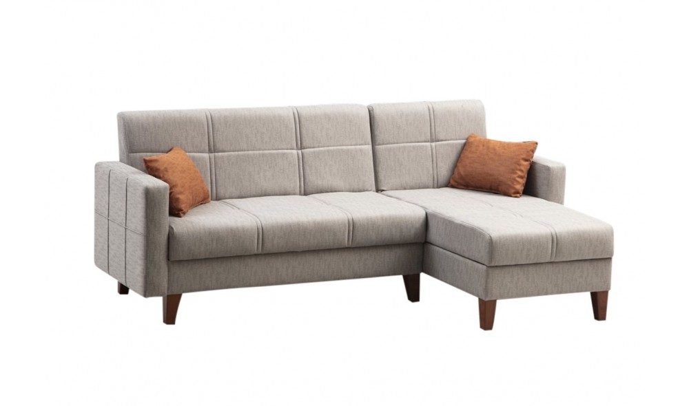 Canapea extensibila de colt, Polya - Gri deschis, 216 x 86 x 130 cm