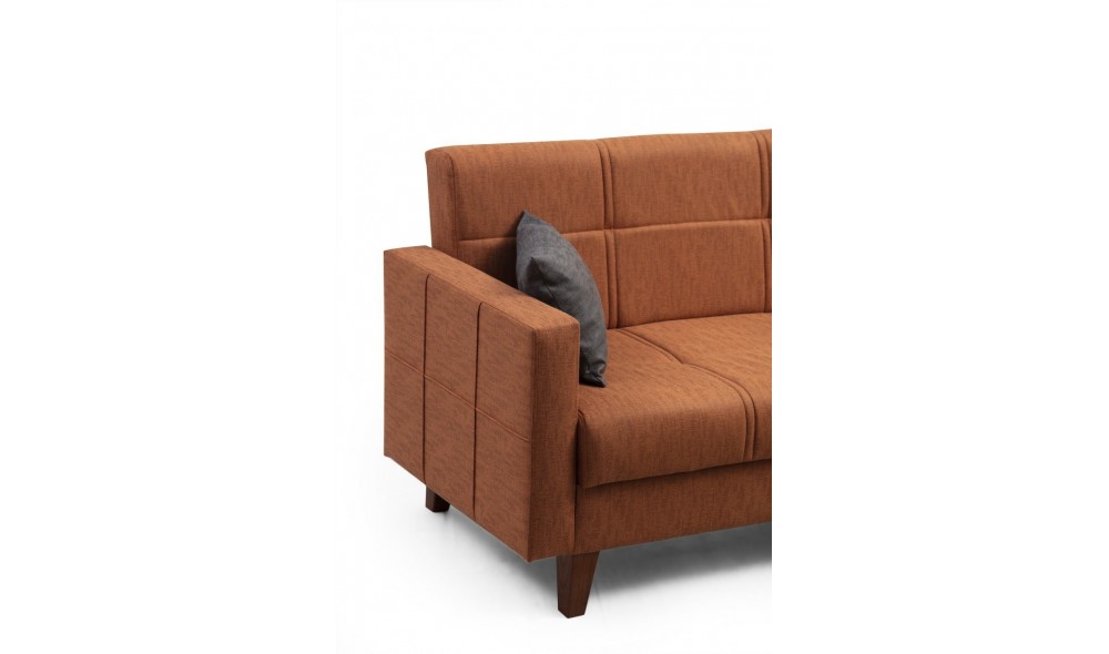 Canapea extensibila de colt, Polya - Tigle Red, 216 x 86 x 130 cm