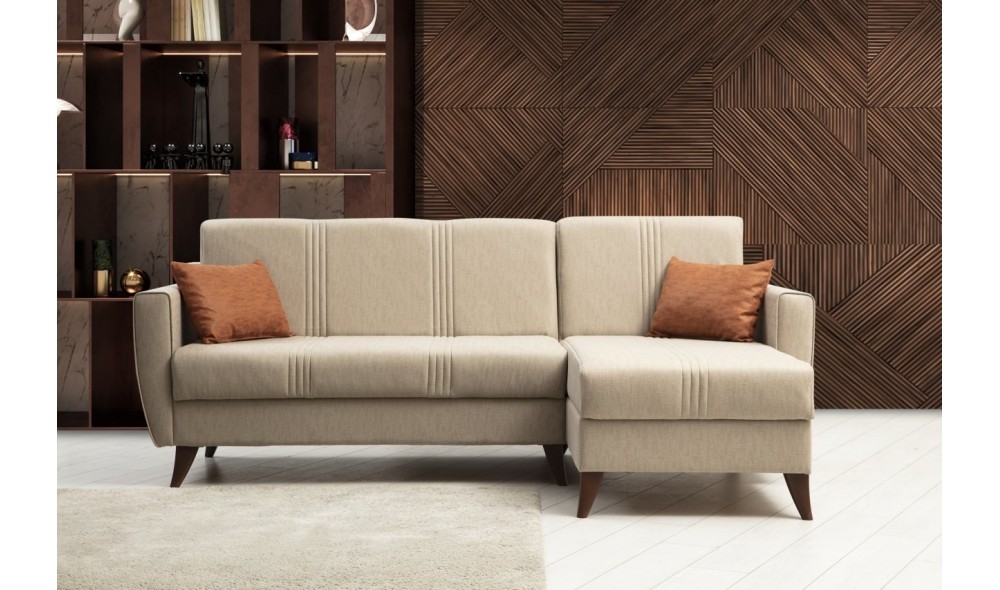 Canapea extensibila de colt, Zaden - Bej, 218 x 86 x 130 cm
