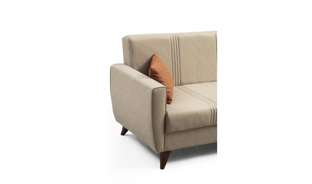 Canapea extensibila de colt, Zaden - Bej, 218 x 86 x 130 cm
