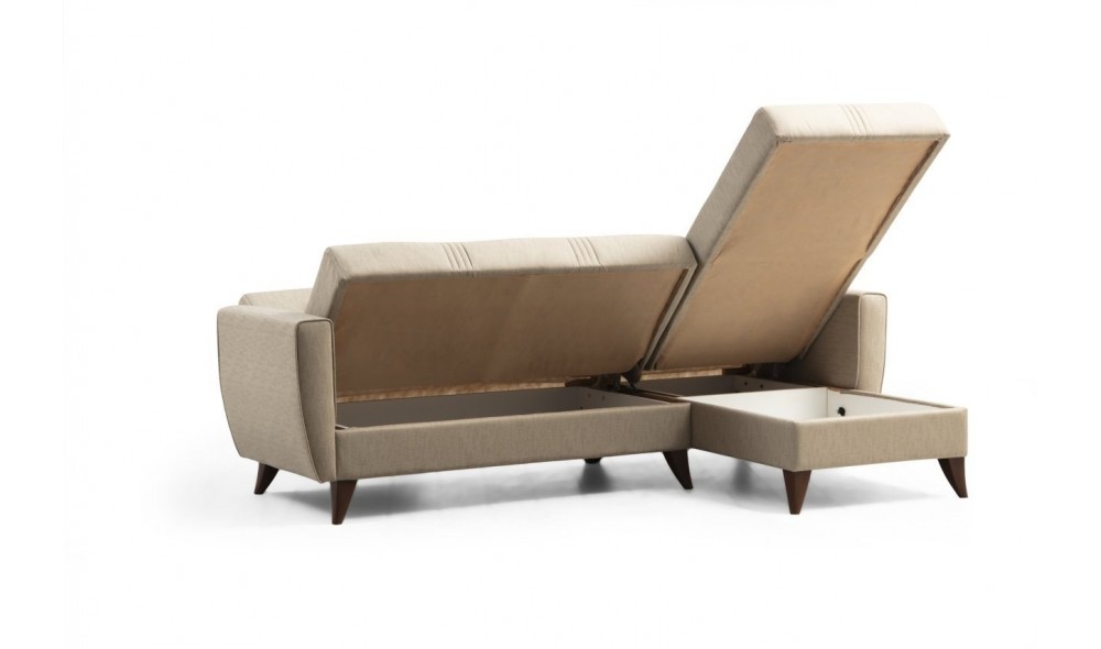 Canapea extensibila de colt, Zaden - Bej, 218 x 86 x 130 cm