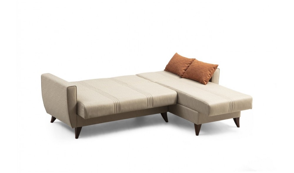 Canapea extensibila de colt, Zaden - Bej, 218 x 86 x 130 cm