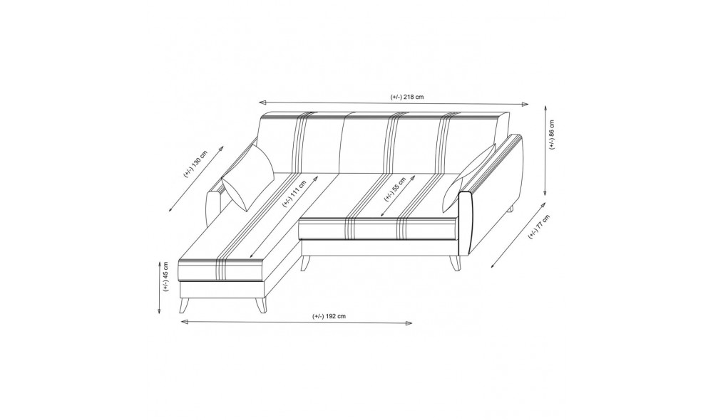 Canapea extensibila de colt, Zaden - Bej, 218 x 86 x 130 cm