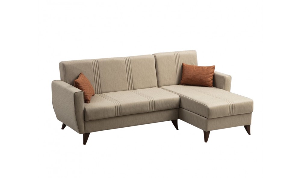 Canapea extensibila de colt, Zaden - Bej, 218 x 86 x 130 cm