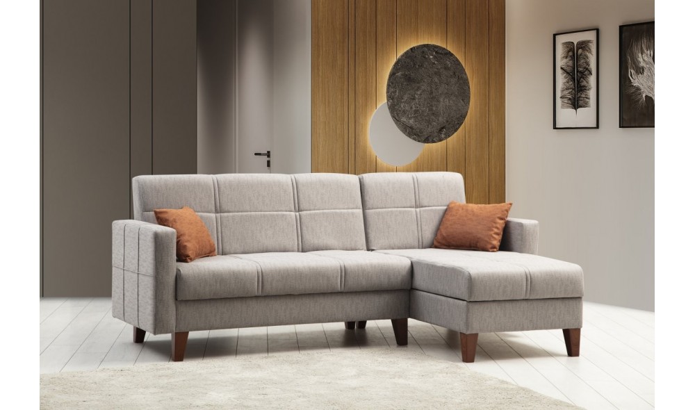 Set canapea, Polya L - Gri deschis, 216 x 86 x 130 cm