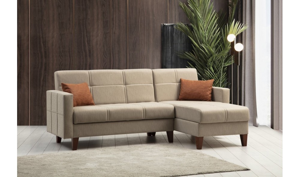 Set canapea, Polya L - Bej, 216 x 86 x 130 cm