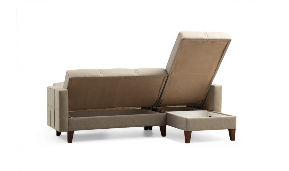 Set canapea, Polya L - Bej, 216 x 86 x 130 cm