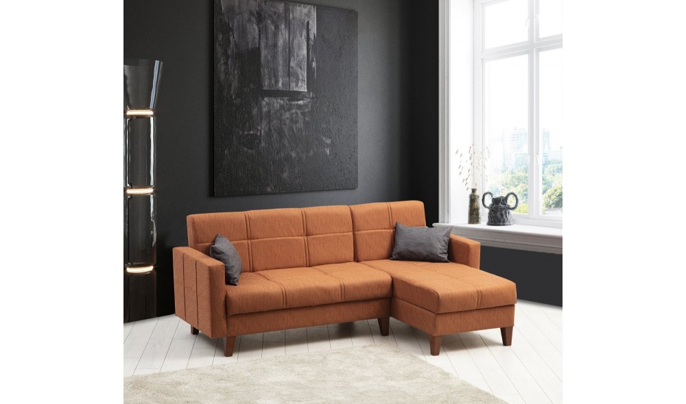 Set canapea, Polya L - Tigle Red, 216 x 86 x 130 cm