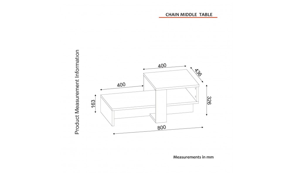 Masuta de cafea, Chain, AlbNuc, 80 x 16 x 44 cm
