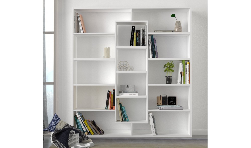 Raft pentru carti, Ample, Alb, 125 x 136 x 22 cm