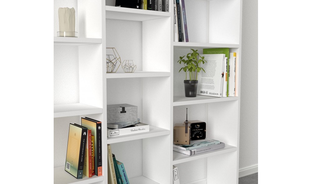 Raft pentru carti, Ample, Alb, 125 x 136 x 22 cm