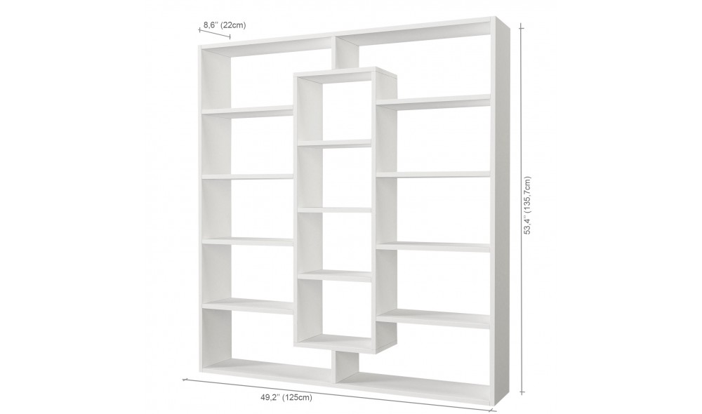 Raft pentru carti, Ample, Alb, 125 x 136 x 22 cm