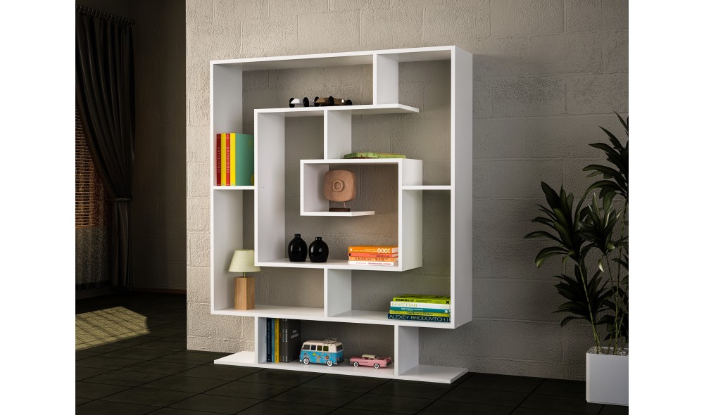 Raft pentru carti, Sarmasik, Alb, 125 x 149 x 22 cm