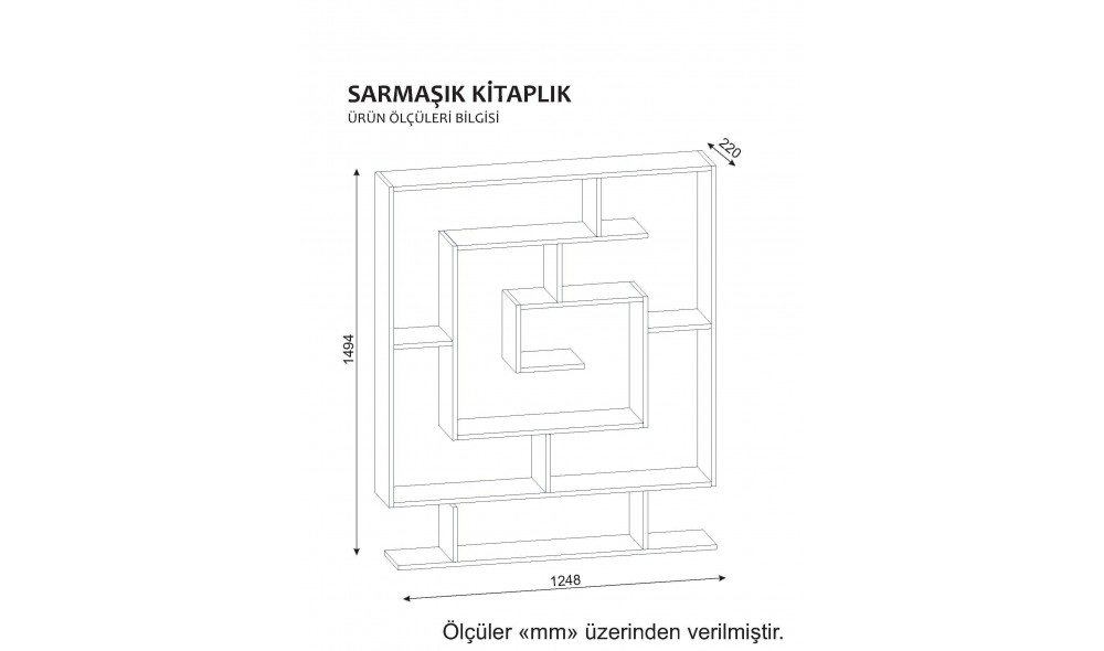 Raft pentru carti, Sarmasik, Alb, 125 x 149 x 22 cm