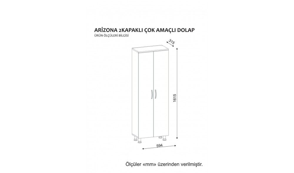 Dulap de baie, Arizona 2 Door, Alb, 59 x 162 x 32 cm