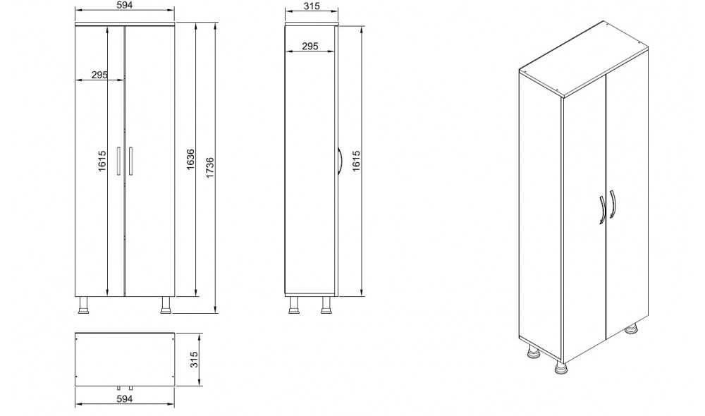 Dulap de baie, Arizona 2 Door, Alb, 59 x 162 x 32 cm