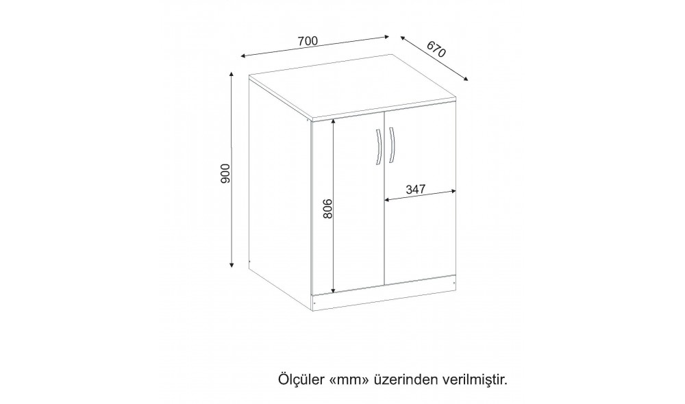 Dulap de baie, Benito Bottom, Alb, 70 x 90 x 67 cm