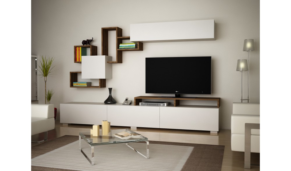 Unitate TV Elit - Alb, Nuc 210 x 46 x 36 cm