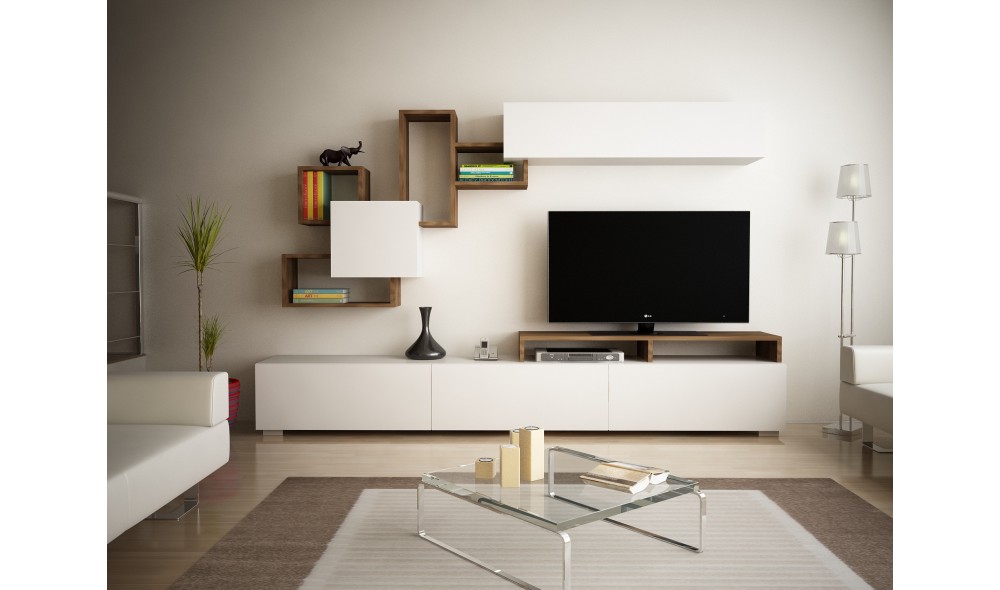 Unitate TV Elit - Alb, Nuc 210 x 46 x 36 cm