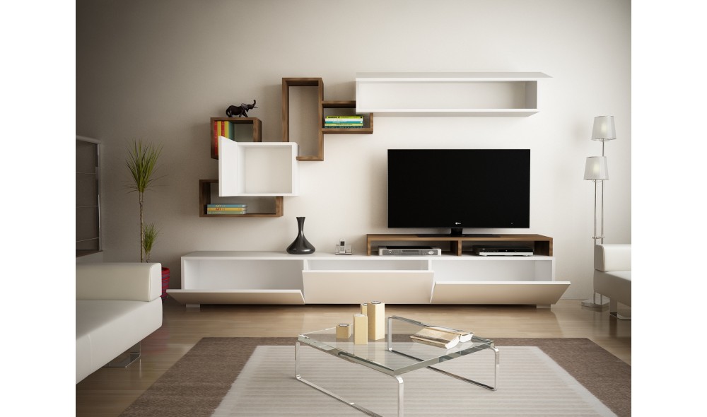 Unitate TV Elit - Alb, Nuc 210 x 46 x 36 cm