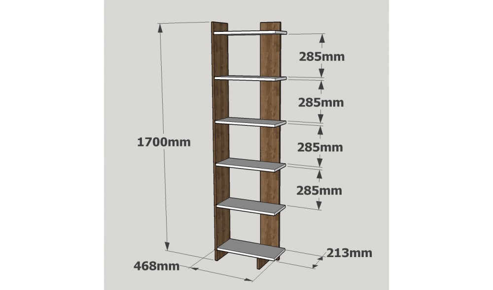Raft pentru carti, Order, AlbNuc, 47 x 170 x 21 cm