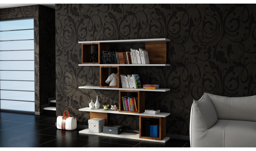 Raft pentru carti, Wind, AlbNuc, 120 x 120 x 20 cm