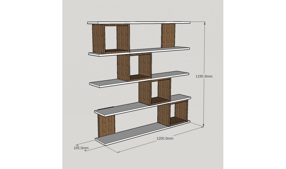 Raft pentru carti, Wind, AlbNuc, 120 x 120 x 20 cm