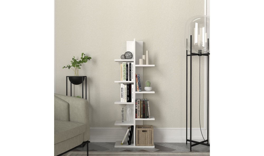 Raft pentru carti, Tree, Alb, 45 x 122 x 22 cm