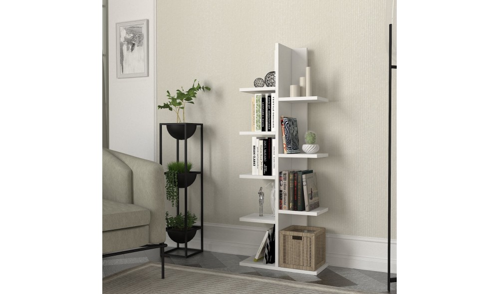 Raft pentru carti, Tree, Alb, 45 x 122 x 22 cm