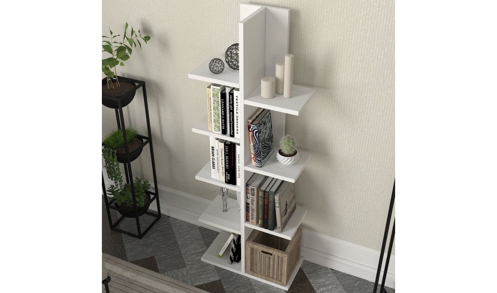 Raft pentru carti, Tree, Alb, 45 x 122 x 22 cm